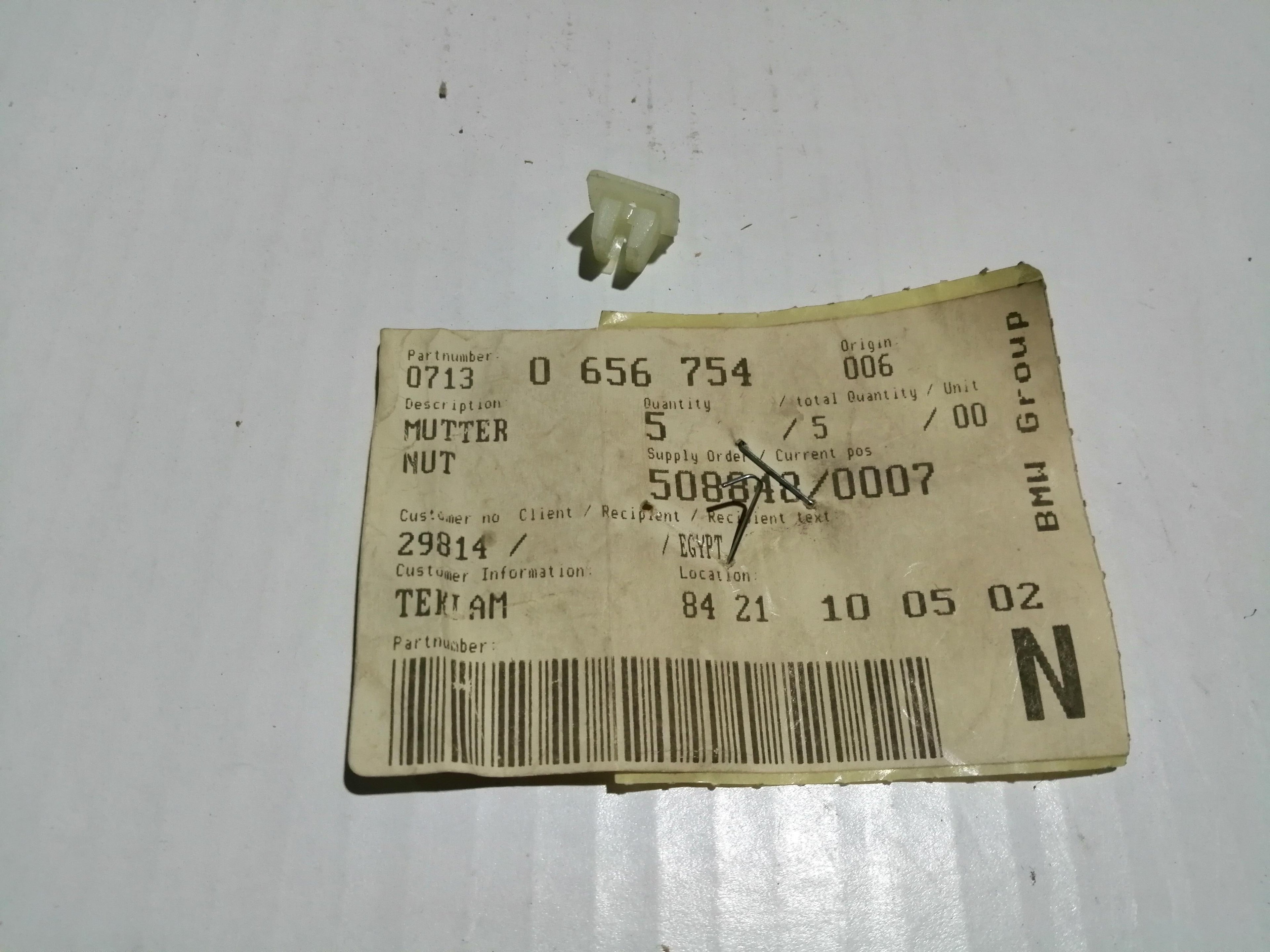 BMW 07130656754 Expanding Nut
