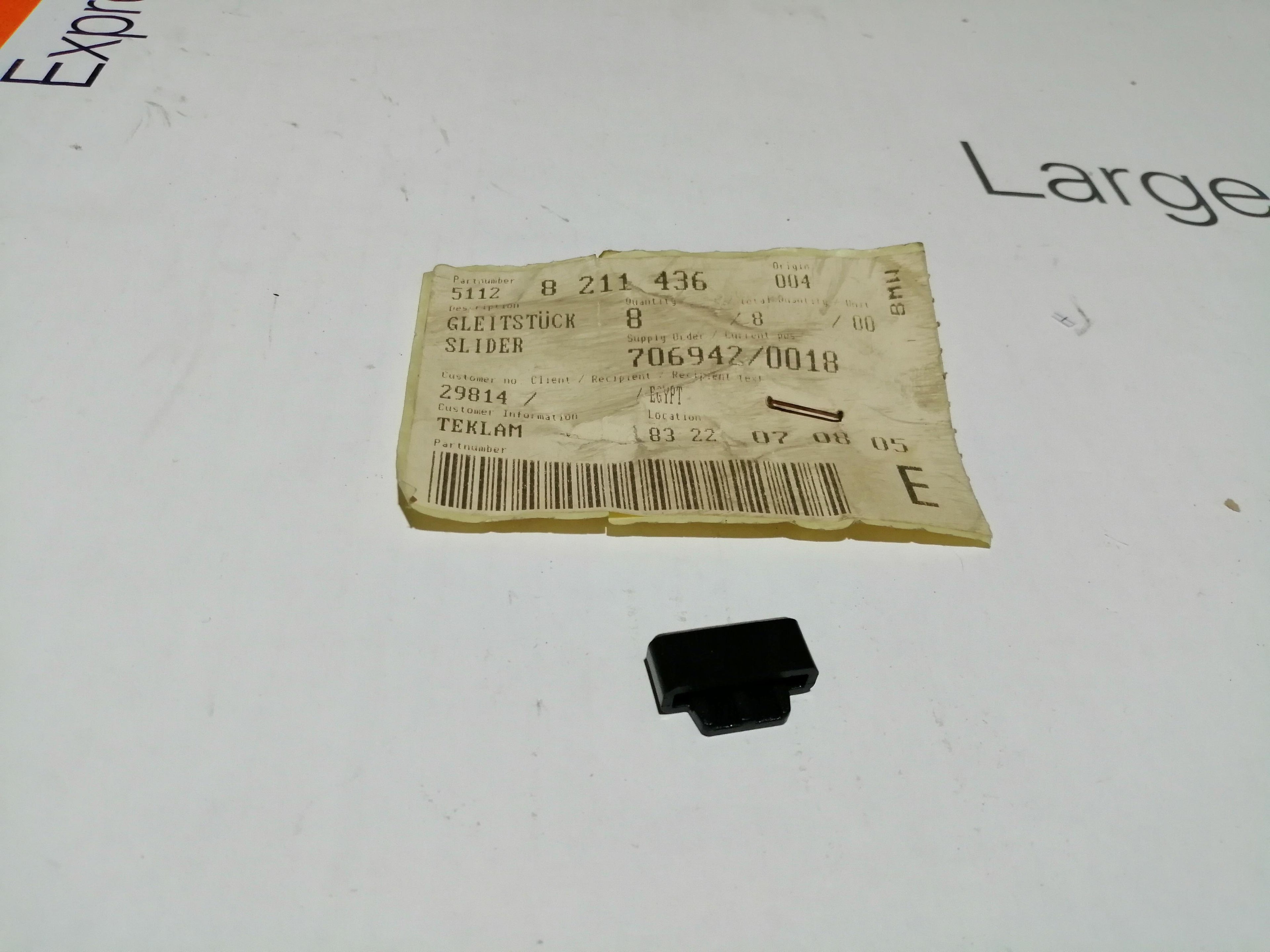 NEW OEM BMW 51128211436 Sliding piece  B&V
