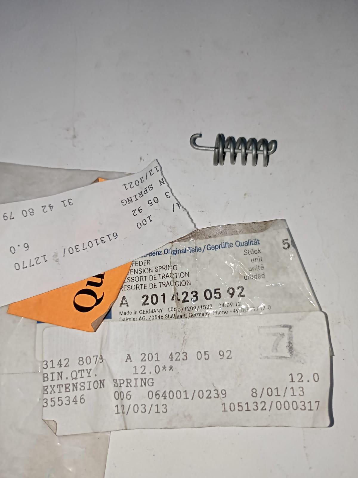 Mercedes-Benz W201 W124 Parking Brake Spring 2014230592